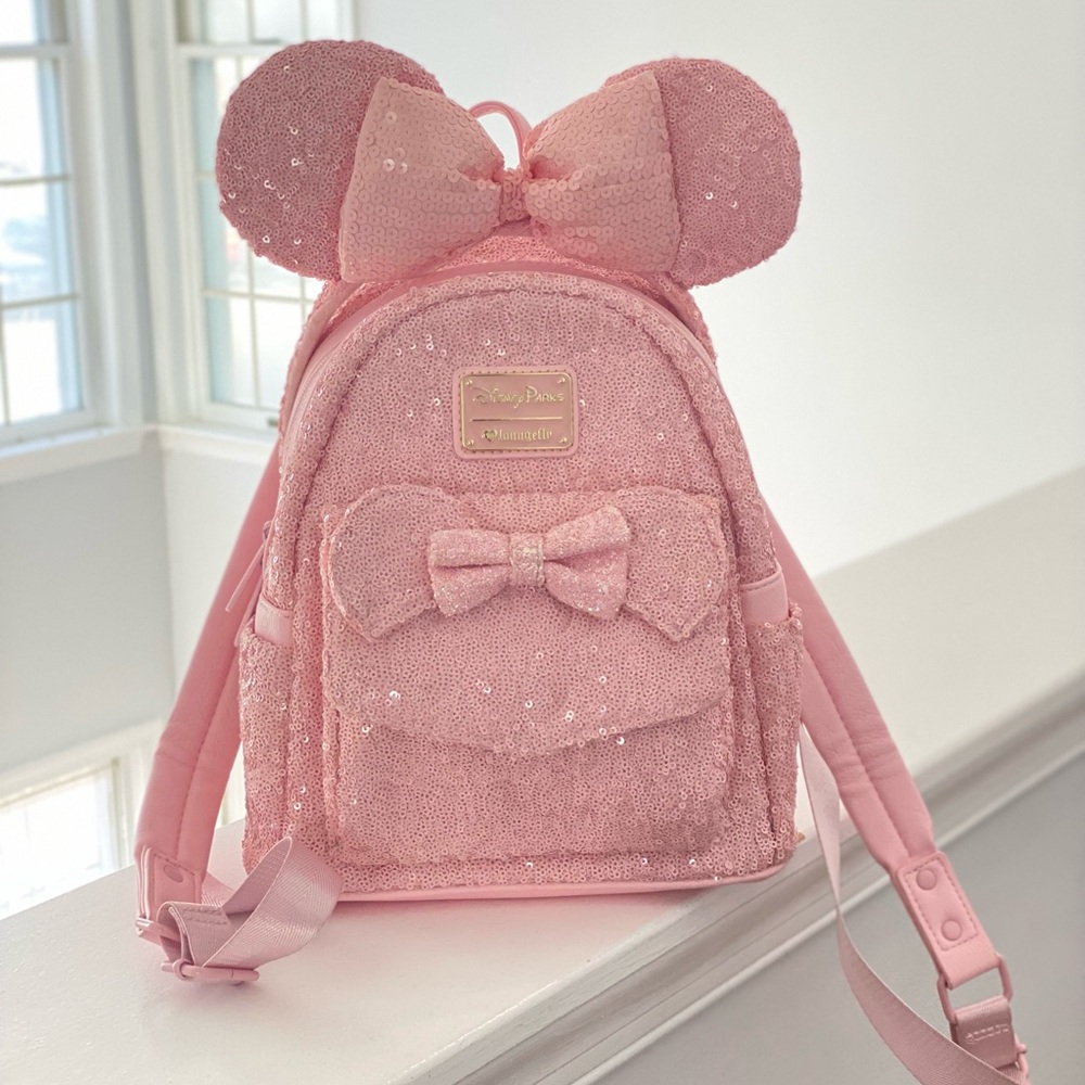 Pink Sequin Loungefly. Rare HTF Millennial pink with Ears